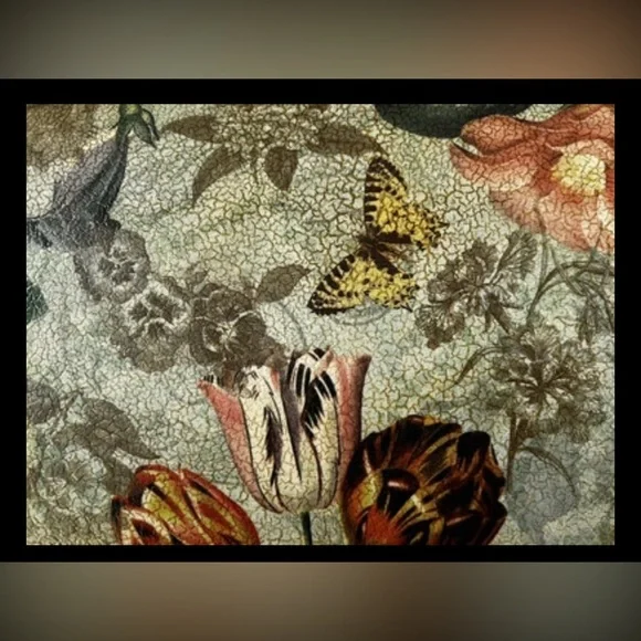 Green & Blue Wooden Floral & Butterfly Design Box w/ Domed Lid 10.5”x8.5” NEW - Picture 2 of 6